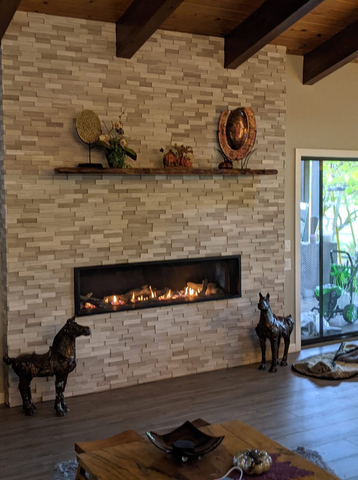 A clean modern linear fireplace in a Colorado home